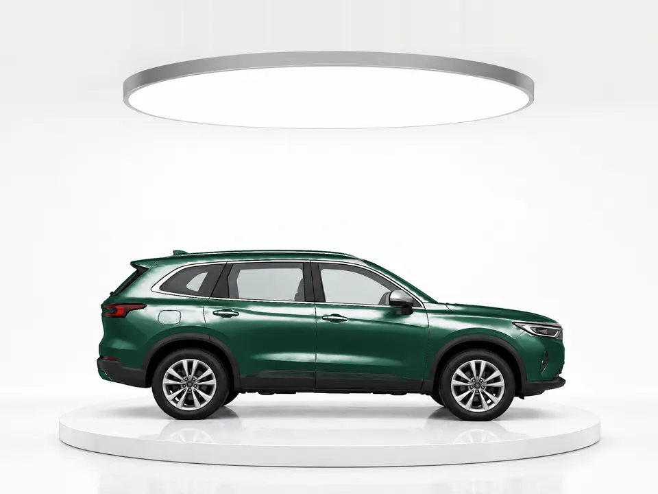With the Alberta offer: the same SUV in green under a bright studio light